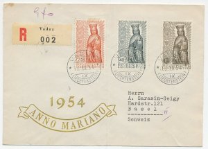 Registered cover Liechtenstein 1954 Madonna - Mary