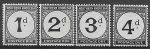 NORTHERN RHODESIA SGD1/4 1929-52 POSTAGE DUE SET MNH (r)