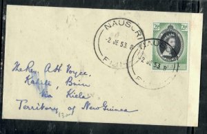 FIJI ISLANDS COVER (P1808B) 1953 QEII CORONATION FDC TO NEW GUINEA 