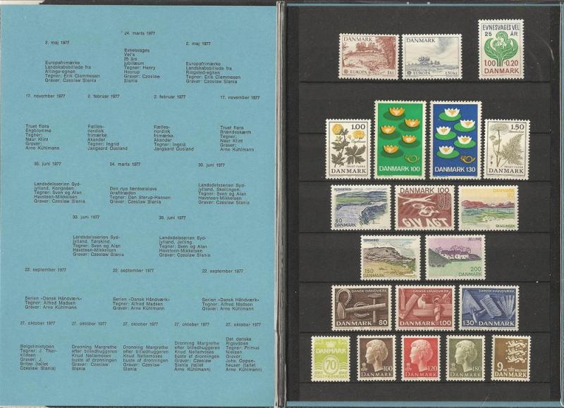 Denmark 1977 year folder  MNH see discription for cat. #