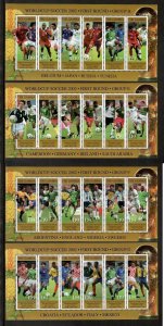 Gambia 2002 - World Cup Soccer - Set of 4 Stamp Sheets - Scott #2612-15 - MNH