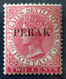 MALAYA 1886 Perak opt Straits Settlements QV 2c MLH 12mm SG#19a M4886