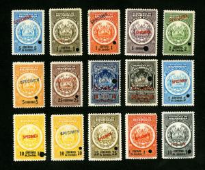 Nicaragua Stamps # 15V VF Specimen Revenue Set of 15 OG NH