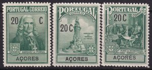 Azores 1925 Sc RA9-11 postal tax set MH*