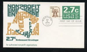 US U579 2.7 cent Envelope Non-Profit UA Fleetwood cachet FDC