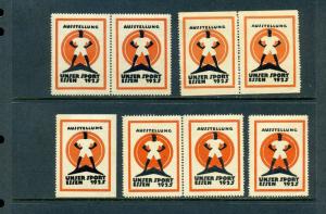 8 VINTAGE 1925 ESSEN UNSER SPORT EXPO  POSTER STAMPS  (L729) GERMANY AUSTELLUNG