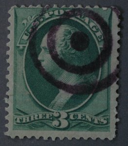 United States #158 3 Cent Washington Purple Bullseye Cancel Used