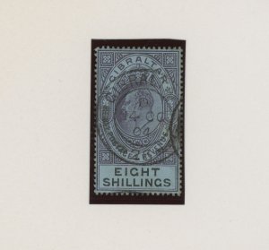 1903 Gibraltar, Stanley Gibbons #54, 8 Shillings dull purple and black, Edward V