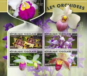 Togo - 2019 Orchids on Stamps - 4 Stamp Sheet - TG190105a