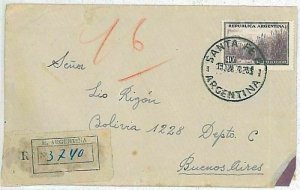 13270 - ARGENTINA - POSTAL HISTORY - REGISTERED MAIL Cover SANTA FE  - SUGAR