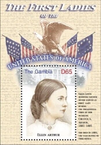 GAMBIA FIRST LADIES OF THE UNITED STATES - ELLEN ARTHUR S/S MNH