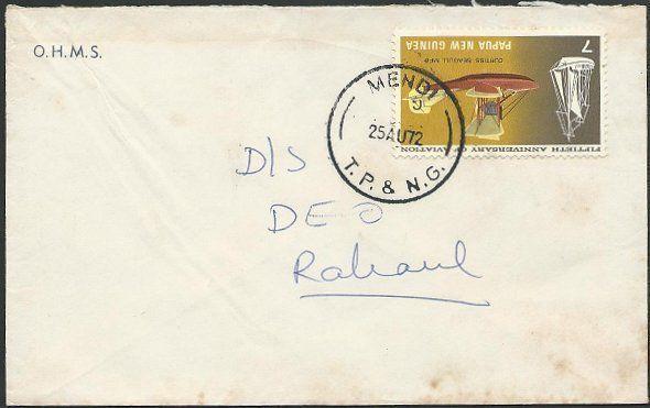 PAPUA NEW GUINEA 1972 cover ex MENDI.......................................47636