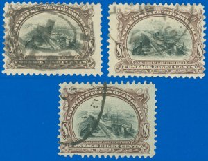 US SCOTT #298 (x3) Pan-American, Used-Fine, Faulty Stamps, SCV $150.00 (SK)