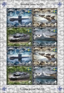 BEEPOST LITHUANIA - 2024 - Sweden Joins NATO -Perf 8v Sheet - MNH -Private Issue