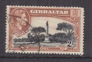 GIBRALTAR, 1938 KGVI perf. 13 1/2, 2s. Black & Brown, used.