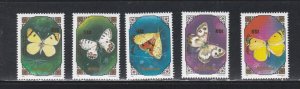 Mongolia # 1945, 1947-1950, Butterflies, Mint  NH, 1/3 Cat.