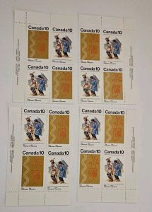 Canada 1976 Iroquoian Indians #581a Set Of Plate Blocks MNH