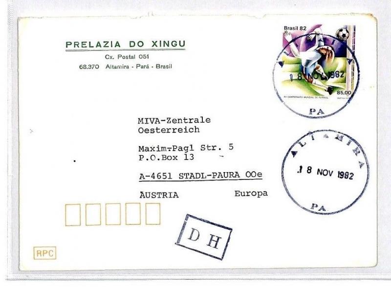 BRAZIL Missionary Air Mail MIVA *ALTAMIRA* Austria Cover 1982 CM361