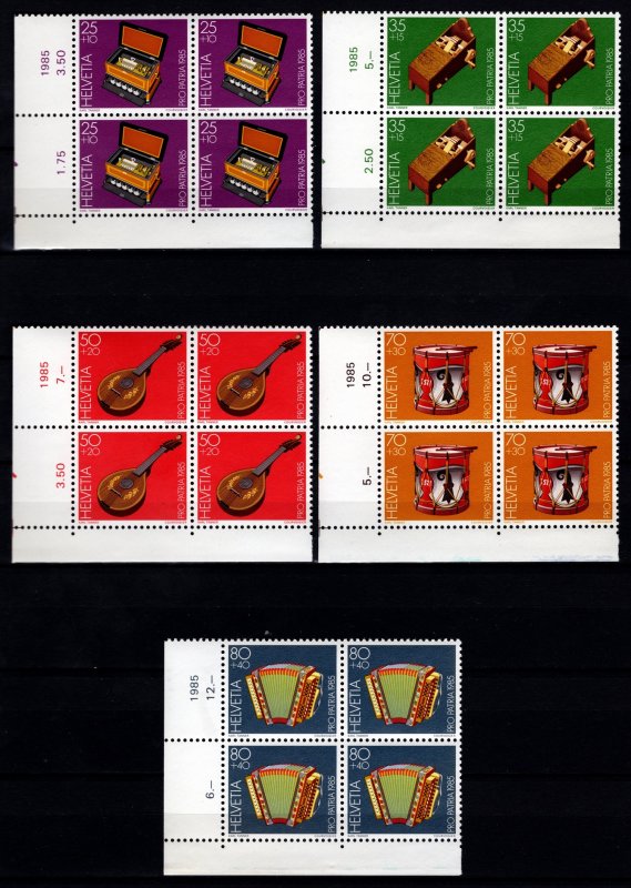 Switzerland 1985 Pro Patria, Musical Instruments Block Set [Mint]