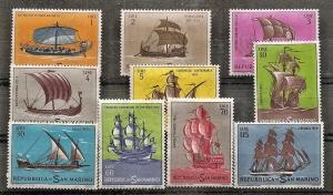 SAN MARINO  540-49 MNH 1963 Ancient Ships