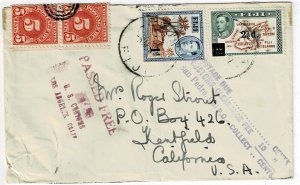 Fiji 1951 Levuka cancel on cover to the U.S., postage due affixed