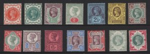 GB 1887 ½d - 1s (both) unmounted mint Jubilee set of 14 sg197-214