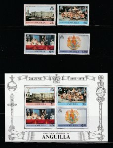 Anguilla 315-318, 318a Set MNH Queen Elizabeth 25th Anniversary Coronation