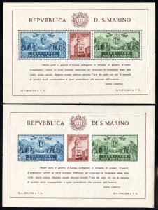 San Marino Stamps # 239 MNH VF Perf And Imperf Souvenir Sheets Scott Value $230