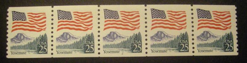 Scott 2280, 25 cent Flag over Yosemite, PNC5 #2, MNH Coil Beauty