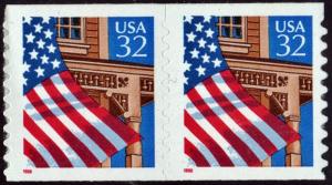 SC#2915A 32¢ Flag Over Porch Coil Pair (1996) MNH