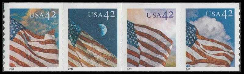 US 4232-4235 4235a Flags 24/7 42c coil strip set APU (4 stamps) MNH 2008