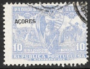 AZORES 1925 10c Ultramarin Comrades of the Great War Postal Tax Stamp Sc RA8 VFU