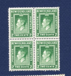NEWFOUNDLAND CANADA - Scott 248, SG 268 - MNH block - 2 cents green - KGV - 1938