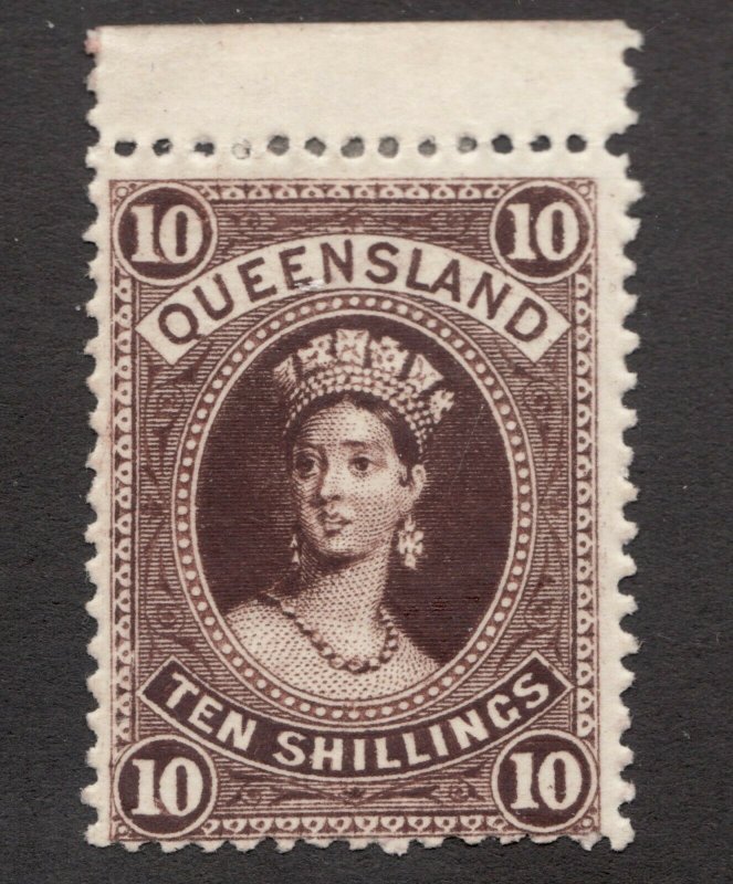 Sc55 / SG160 - Queensland - 10/sh - 1881 - MLH - superfleas - cv$875 // £130