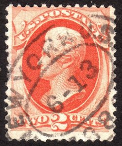 1875, US 2c, Jackson, Used, Sc 178