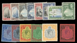 Bermuda #118-128 Cat$450 (for never hinged set), 1938-51 George VI, complete ...