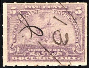 R167 5¢ Documentary Stamp (1898) Used