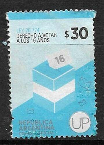 #392 ARGENTINA 2014 VARIETY UP DEC.GAN 30 PERF VERY DISPLACED GJ 4029 USED