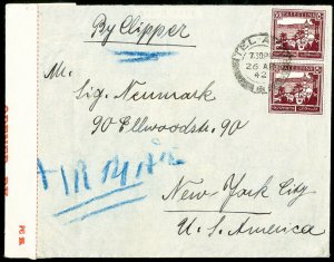 Palestine Stamps 1942 Censored Cover