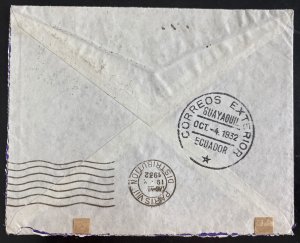 1932 Amsato Ecuador Commercial Airmail Cover To Paris France PANAGRA 