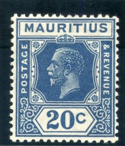 Mauritius 1934 KGV 20c prussian blue (Die II) MLH. SG 235a. Sc 193.