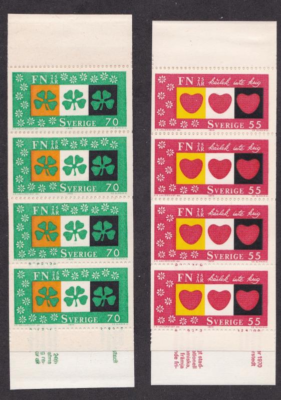 Sweden # 869a & 870a, UN 25th Anniversary, Complete Booklets, NH, 1/2 Cat.