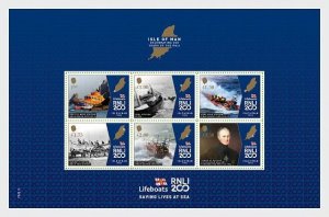 Isle of Man IOM Great Britain 2024 RNLI 200 ann block MNH