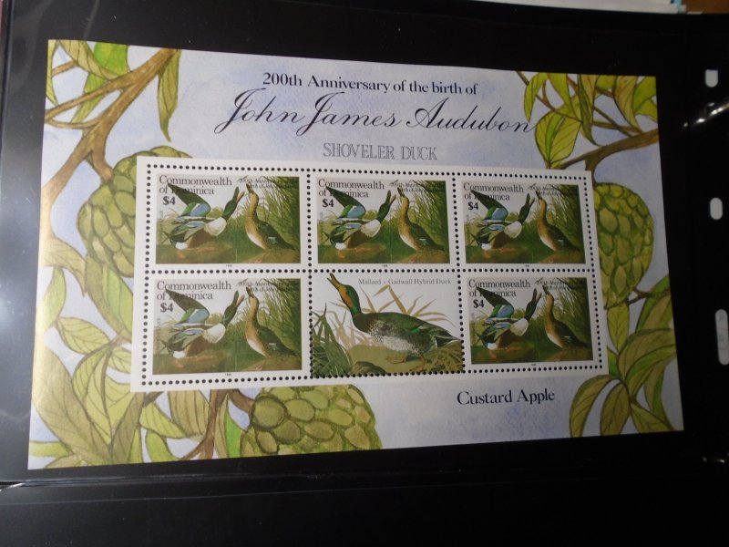 Dominica   Birds  J J  Audubon  #  968  Mini Sheet