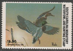 U.S.-SOUTH CAROLINA 2, STATE DUCK HUNTING PERMIT STAMP. MINT, NH. VF