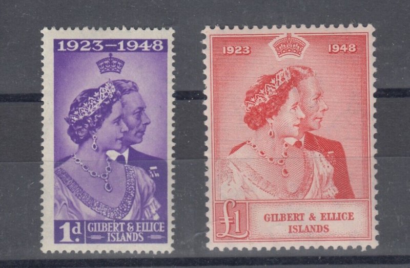 Gilbert & Ellice Islands KGVI 1948 Silver Wedding Set SG57/58 MLH J7608