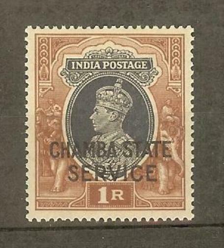 INDIA-CHAMBA SGO68 1940 1r GREY & RED-BROWN MNH