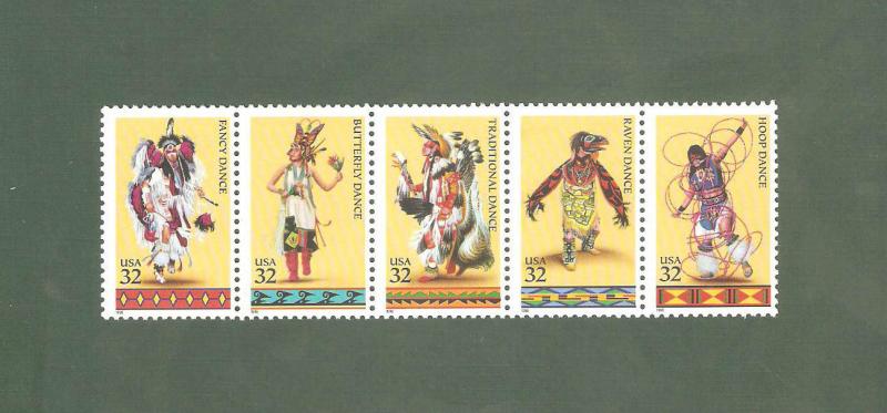 3072-76 American Indian Dances Strip Of 5 Mint/nh (Free Shipping)