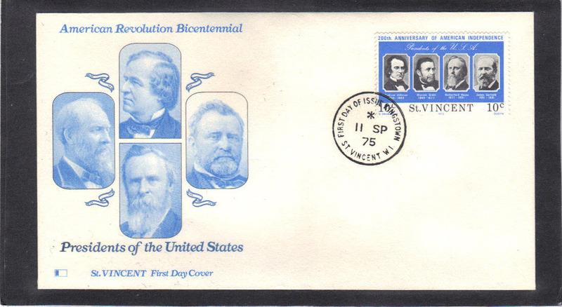 Int'l St. Vincent FDCs Honoring America's Bicentennial (Cachet-U/A) CV1112