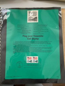 USPS Souvenir Page Scott  1988 flag over Yosemite coil  stamps